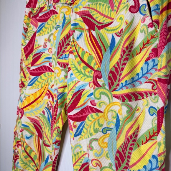 Tommy Hilfiger Y2K Tropical Floral Leaf Print Cropped Pants Multi-Color Size 10 - Picture 5 of 16